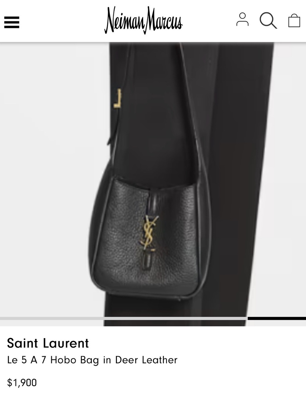 Saint Laurent Le 5 A 7 Hobo Bag in Deer Leather Pebbled Shoulder Bag. BRAND NEW - Picture 10 of 10